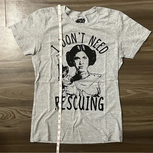 Star Wars T-Shirt Women's Medium Fitted Princess Leia in Gray with Black - Picture 4 of 5